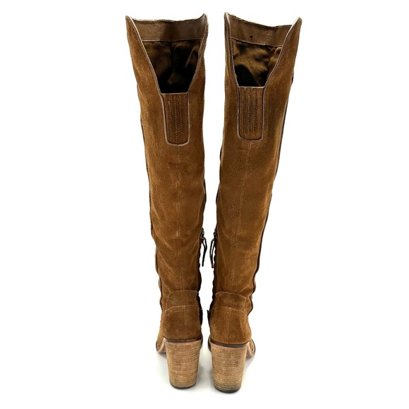 DOLCE VITA OHANNA BROWN GENUINE SUEDE BLOCK HEEL OVER-THE-KNEE/THIGH HIGH BOOTS - Picture 4 of 13